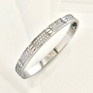 Stainless Steel Pave Diamond Screw Cuff Bangle Love Bracelet with Screwdriver
